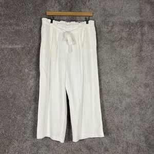 Tommy Hilfiger Womens 12 White Drawstring Waist Wide Leg Pockets